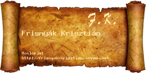 Frisnyák Krisztián névjegykártya